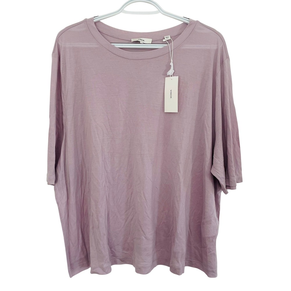 NWT Vince Womens 3X Modal Crew Neck Crop T-Shirt Violet Purple Oversize Spring‎